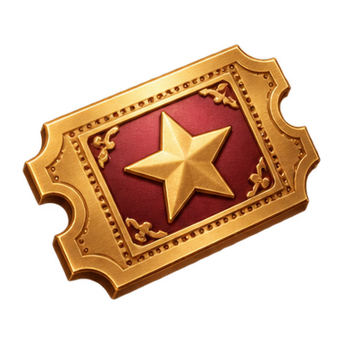 golden express ticket with a star and no lettering